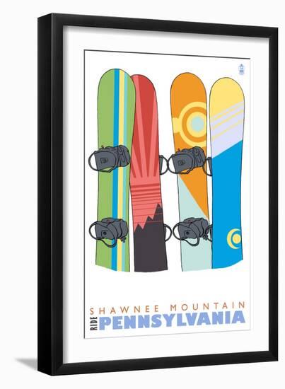 Shawnee Mountain, Pennsylvania, Snowboards in the Snow-Lantern Press-Framed Art Print