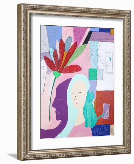 She and her purple shadow-Hyunah Kim-Framed Art Print