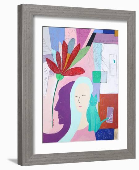 She and her purple shadow-Hyunah Kim-Framed Art Print