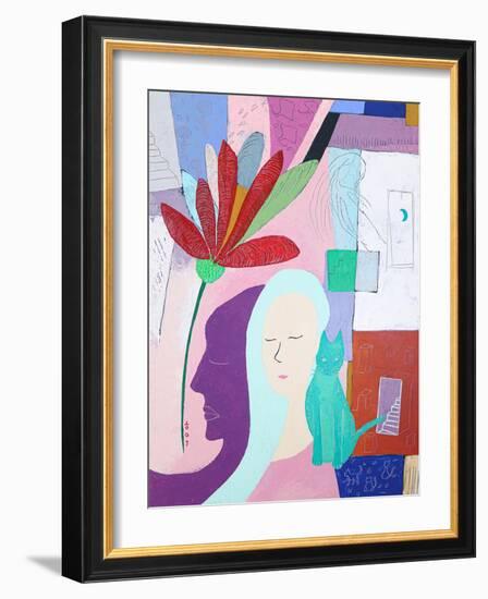 She and her purple shadow-Hyunah Kim-Framed Art Print