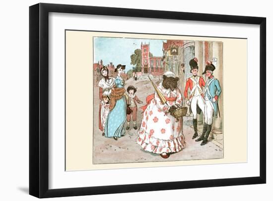 She Bear in Human Clothes Walks Down the Street Passed Soldiers-Randolph Caldecott-Framed Art Print