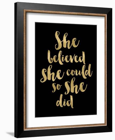 She Believed She Could Golden Black-Amy Brinkman-Framed Art Print