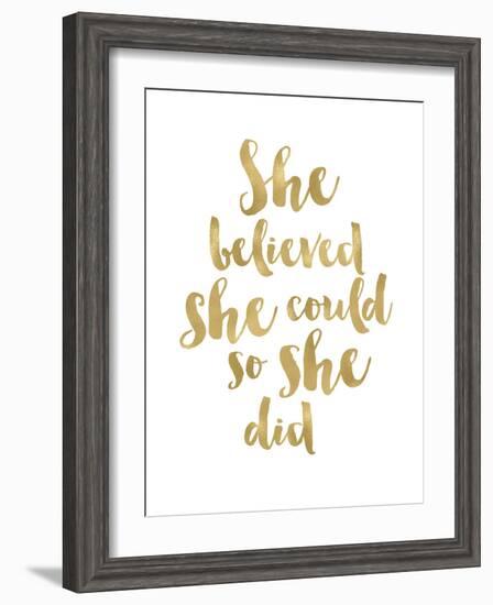 She Believed She Could Golden White-Amy Brinkman-Framed Art Print