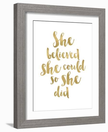 She Believed She Could Golden White-Amy Brinkman-Framed Art Print