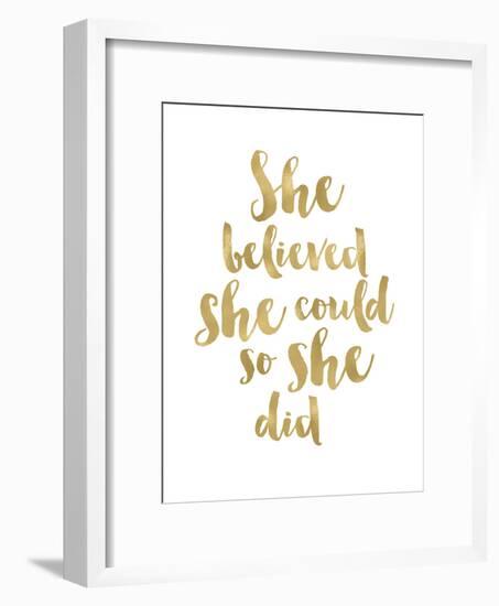 She Believed She Could Golden White-Amy Brinkman-Framed Art Print