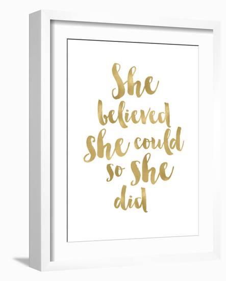 She Believed She Could Golden White-Amy Brinkman-Framed Art Print