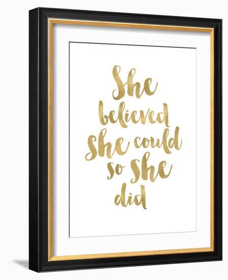 She Believed She Could Golden White-Amy Brinkman-Framed Art Print