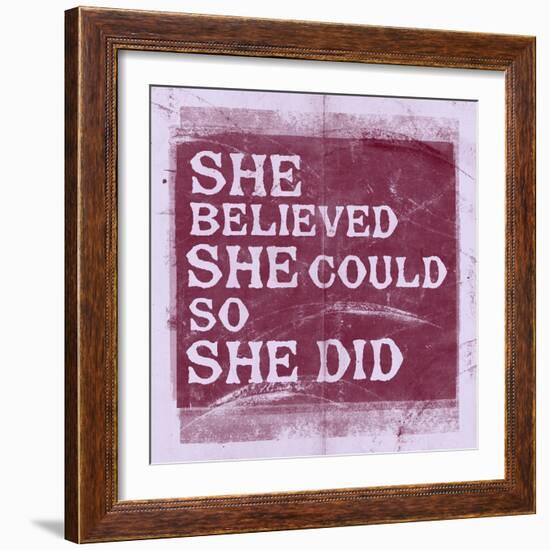 She Believed She Could, So She Did - Lavender-null-Framed Premium Giclee Print