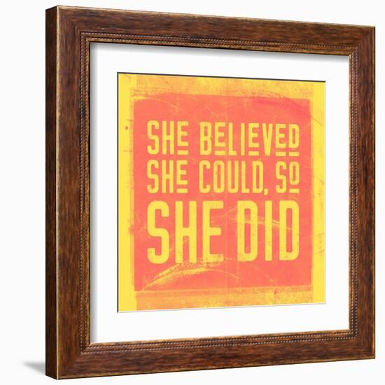 She Believed She Could, So She Did - Yellow-null-Framed Art Print