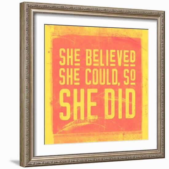 She Believed She Could, So She Did - Yellow-null-Framed Art Print