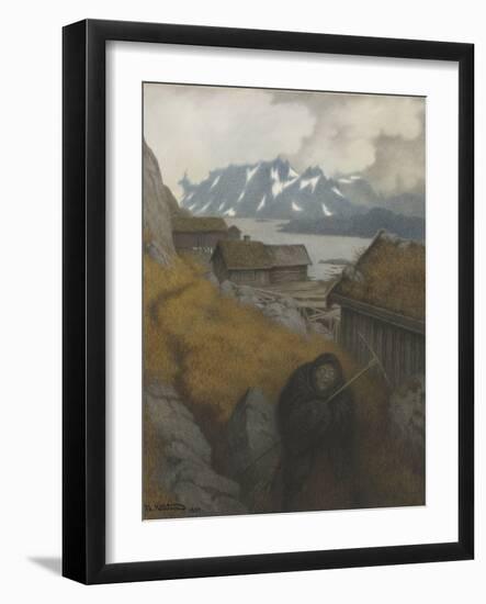 She Covers the Whole Country, 1904 (Pencil, W/C, Charcoal & Crayon)-Theodor Severin Kittelsen-Framed Giclee Print