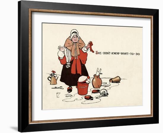 She Didn't Know What to Do-John Hassall-Framed Art Print