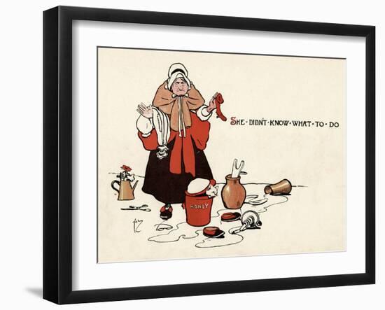 She Didn't Know What to Do-John Hassall-Framed Art Print