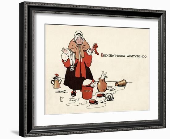 She Didn't Know What to Do-John Hassall-Framed Art Print