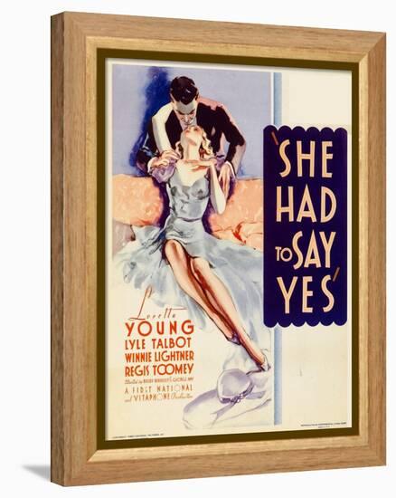 She Had to Say Yes, Lyle Talbot, Loretta Young on Midget Window Card, 1933-null-Framed Stretched Canvas