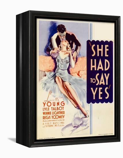 She Had to Say Yes, Lyle Talbot, Loretta Young on Midget Window Card, 1933-null-Framed Stretched Canvas