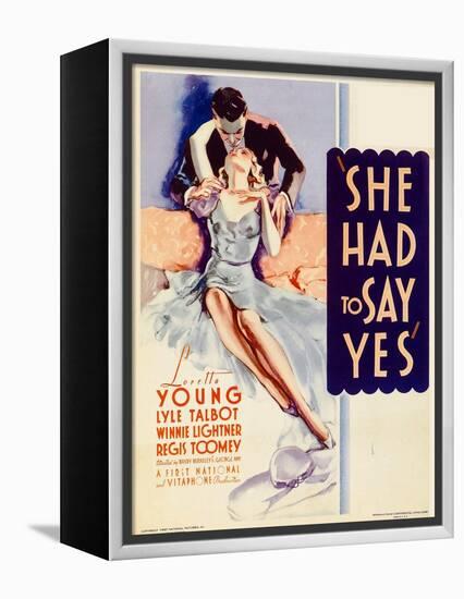 She Had to Say Yes, Lyle Talbot, Loretta Young on Midget Window Card, 1933-null-Framed Stretched Canvas