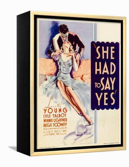 She Had to Say Yes, Lyle Talbot, Loretta Young on Midget Window Card, 1933-null-Framed Stretched Canvas