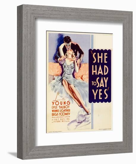 She Had to Say Yes, Lyle Talbot, Loretta Young on Midget Window Card, 1933-null-Framed Premium Giclee Print