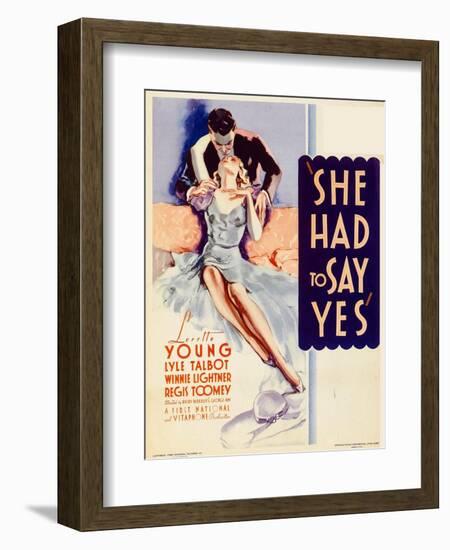 She Had to Say Yes, Lyle Talbot, Loretta Young on Midget Window Card, 1933-null-Framed Premium Giclee Print