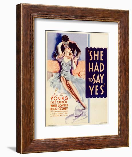 She Had to Say Yes, Lyle Talbot, Loretta Young on Midget Window Card, 1933-null-Framed Premium Giclee Print