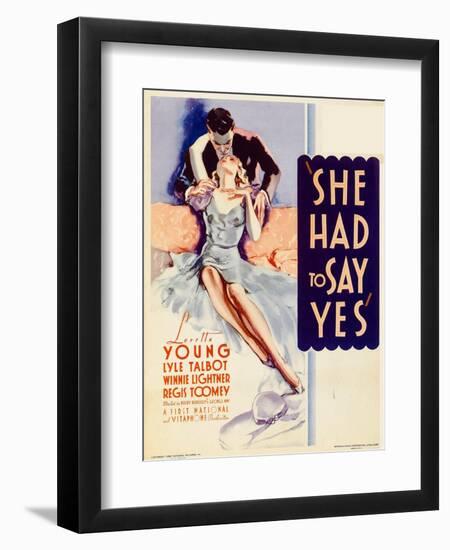 She Had to Say Yes, Lyle Talbot, Loretta Young on Midget Window Card, 1933-null-Framed Premium Giclee Print