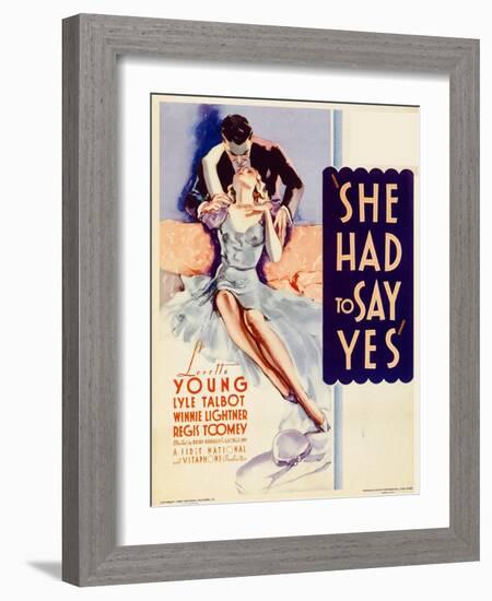 She Had to Say Yes, Lyle Talbot, Loretta Young on Midget Window Card, 1933-null-Framed Art Print