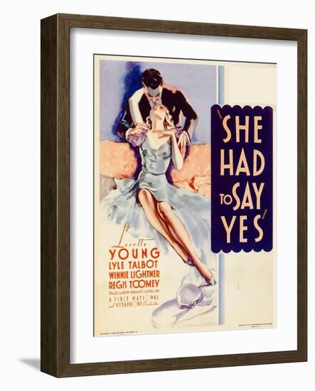 She Had to Say Yes, Lyle Talbot, Loretta Young on Midget Window Card, 1933-null-Framed Art Print