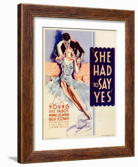 She Had to Say Yes, Lyle Talbot, Loretta Young on Midget Window Card, 1933-null-Framed Art Print