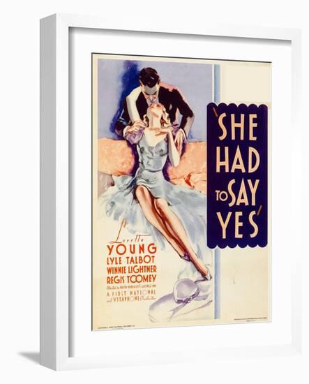 She Had to Say Yes, Lyle Talbot, Loretta Young on Midget Window Card, 1933-null-Framed Art Print