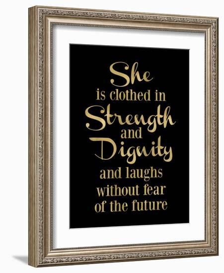 She Is Clothed in Strength Golden Black-Amy Brinkman-Framed Art Print