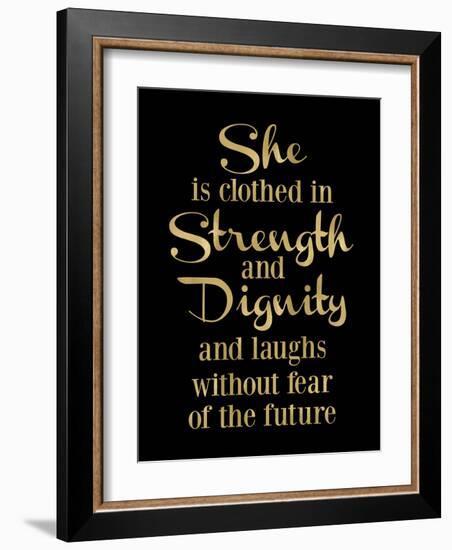 She Is Clothed in Strength Golden Black-Amy Brinkman-Framed Art Print