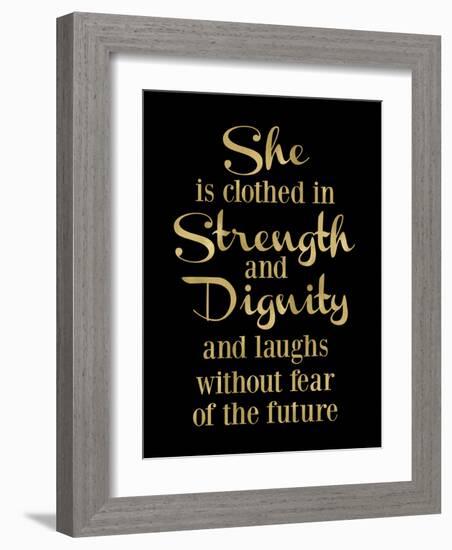 She Is Clothed in Strength Golden Black-Amy Brinkman-Framed Art Print