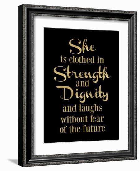 She Is Clothed in Strength Golden Black-Amy Brinkman-Framed Art Print