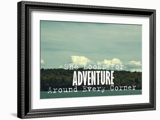 She Looks for Adventure-Vintage Skies-Framed Giclee Print