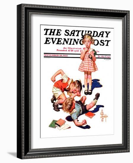 "She's My Girl!," Saturday Evening Post Cover, September 28, 1935-Joseph Christian Leyendecker-Framed Giclee Print