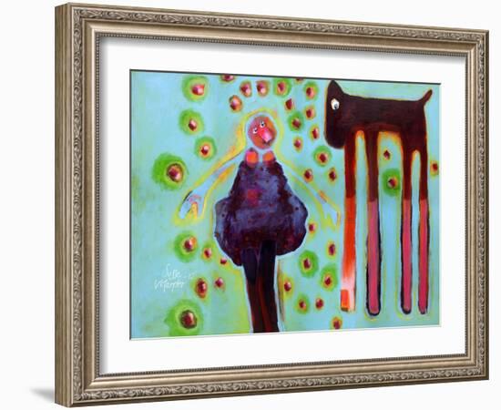 She Sees the Dog Hover-Susse Volander-Framed Art Print