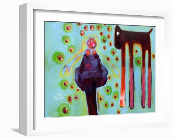 She Sees the Dog Hover-Susse Volander-Framed Art Print