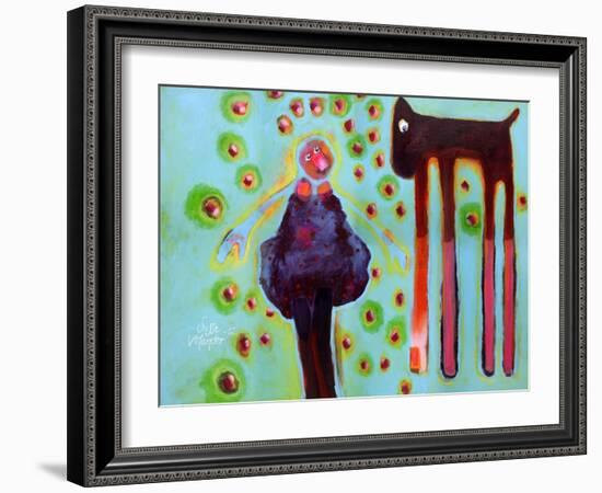 She Sees the Dog Hover-Susse Volander-Framed Art Print