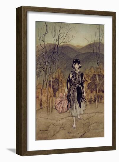 'She Went Along, and Went Along, and Went Along Catskin', Illustration from 'English Fairy…-Arthur Rackham-Framed Giclee Print