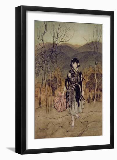 'She Went Along, and Went Along, and Went Along Catskin', Illustration from 'English Fairy…-Arthur Rackham-Framed Giclee Print