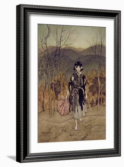 'She Went Along, and Went Along, and Went Along Catskin', Illustration from 'English Fairy…-Arthur Rackham-Framed Giclee Print