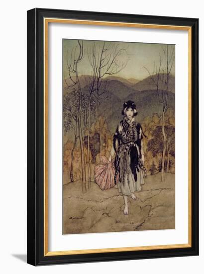 'She Went Along, and Went Along, and Went Along Catskin', Illustration from 'English Fairy…-Arthur Rackham-Framed Giclee Print