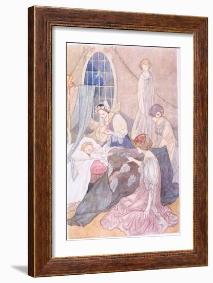 She Went to Her Room, Where Slept Her Son George, Guarded by Waiting Women-Charles Robinson-Framed Giclee Print