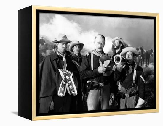 SHE WORE A YELLOW RIBBON, 1949 directed by JOHN FORD Ben Johnson and John Wayne (b/w photo)-null-Framed Stretched Canvas