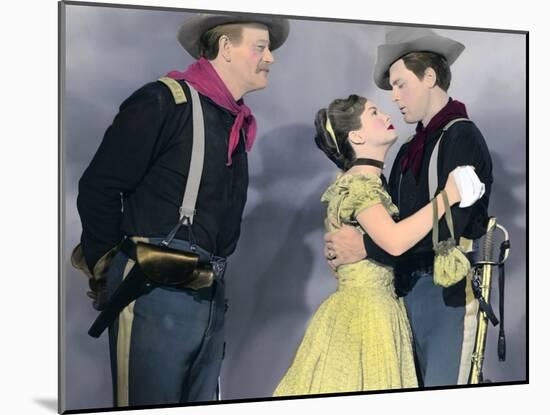 SHE WORE A YELLOW RIBBON, 1949 directed by JOHN FORD John Wayne, Joanne Dru and John Agar (photo)-null-Mounted Photo