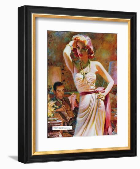 She Wouldn't Believe Him - Saturday Evening Post "Leading Ladies", October 1, 1955 pg.29-Edwin Georgi-Framed Giclee Print