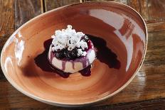 Fresh Corn Panna Cotta With Fresh Blueberry Syrup And Popcorn At Heritage Restaurnant In Reno, NV-Shea Evans-Photographic Print