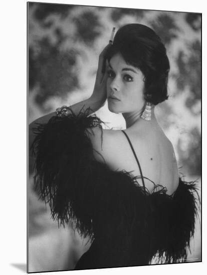 Sheath Dress Topped with Ostrich Feathers by California Designer-Gordon Parks-Mounted Premium Photographic Print