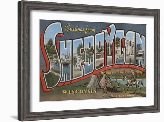 Sheboygan, Wisconsin - Large Letter Scenes-Lantern Press-Framed Art Print